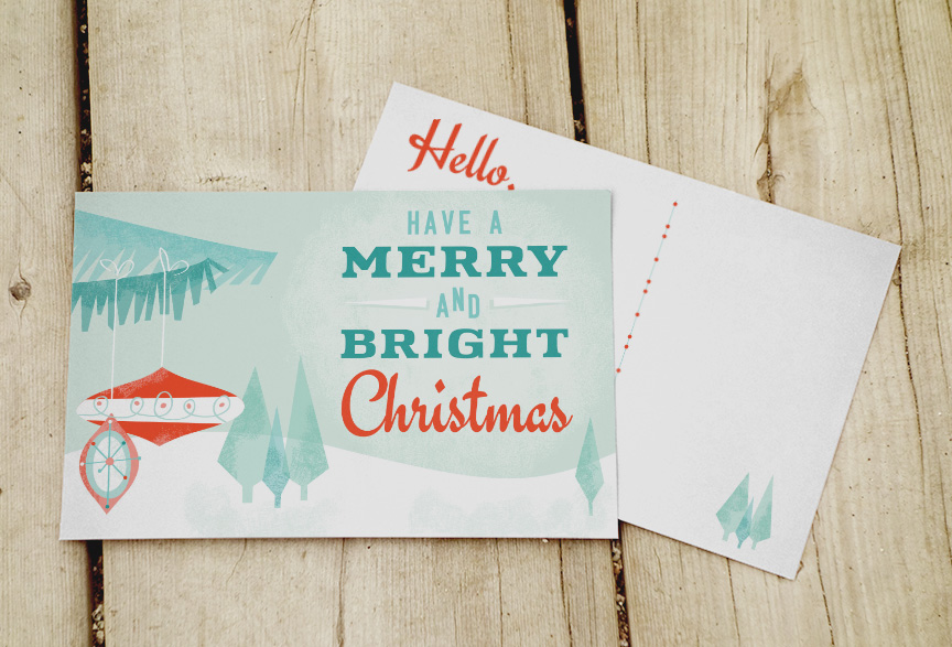 retro christmas postcard